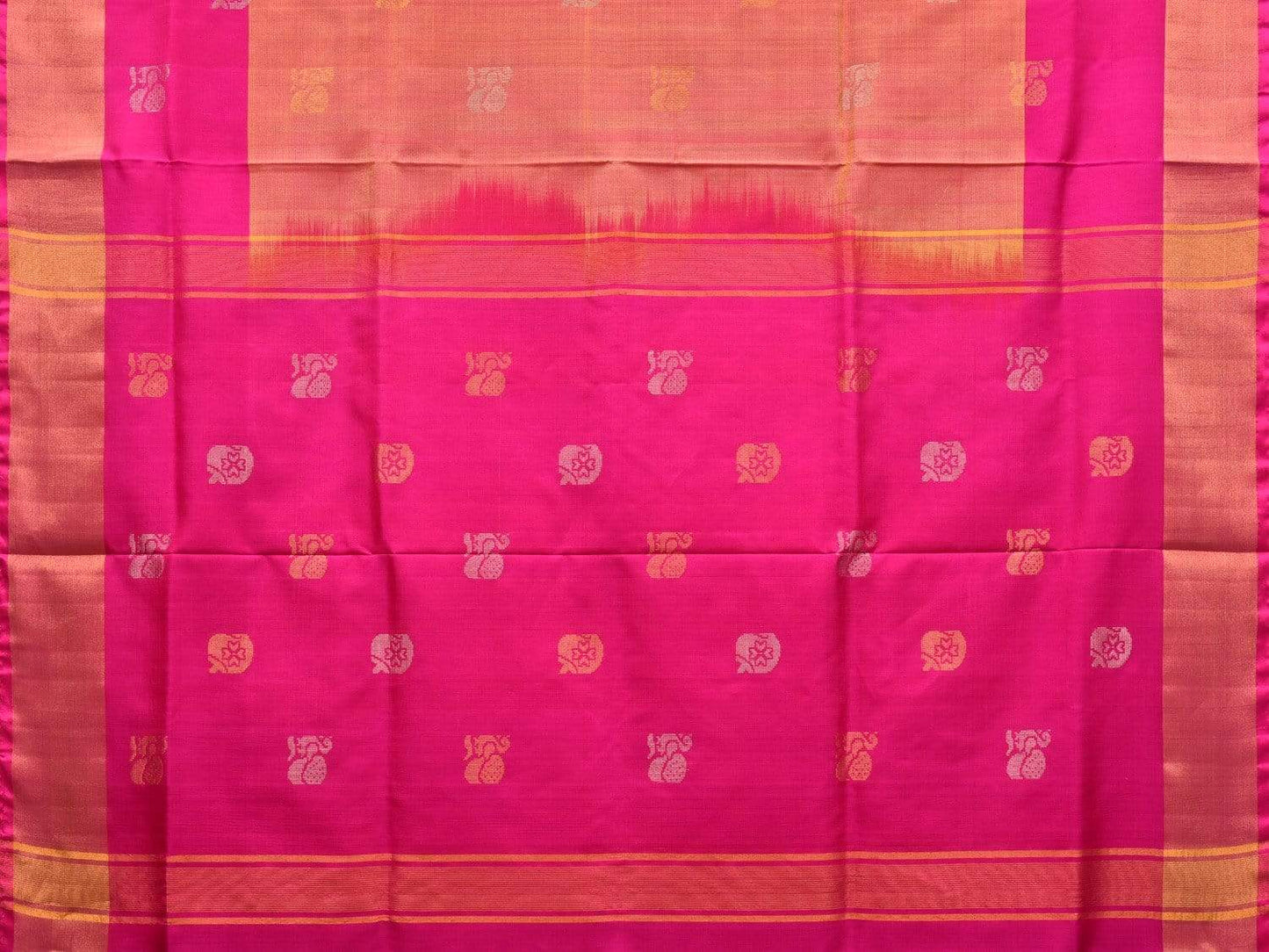Mustard and Pink Uppada Silk Handloom Plain Saree with Body Buta Design u1768