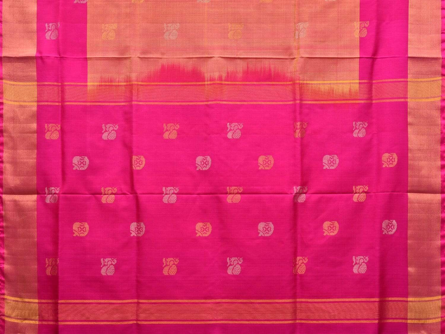 Mustard and Pink Uppada Silk Handloom Plain Saree with Body Buta Design u1768