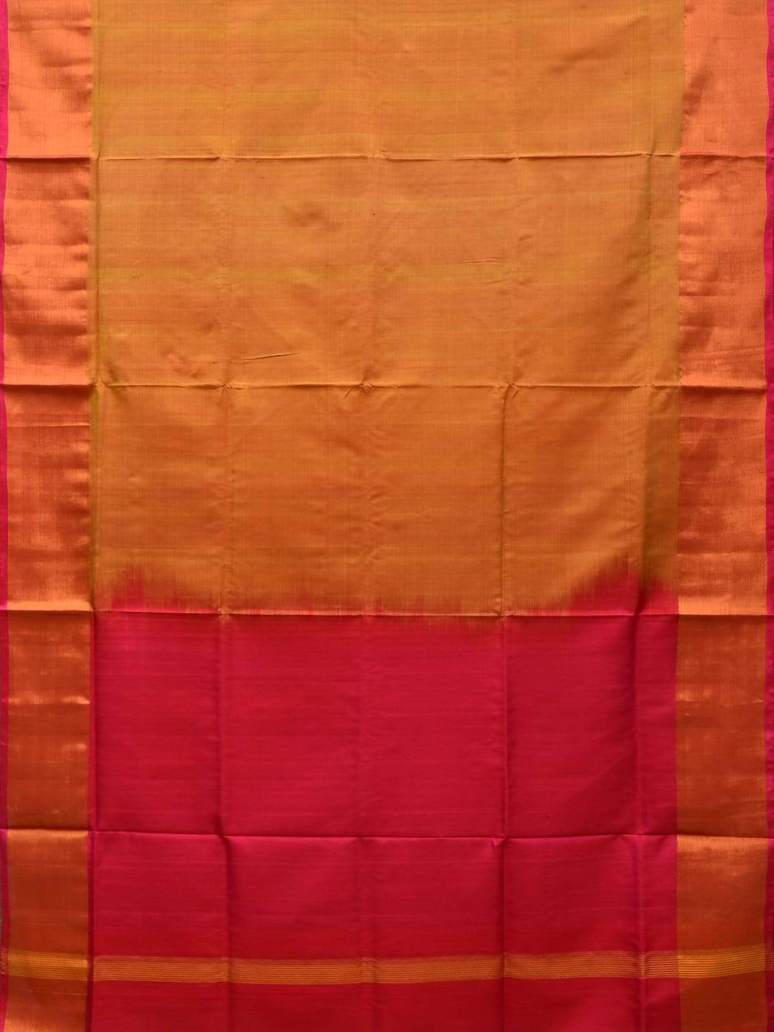 Mustard and Pink Uppada Silk Handloom Plain Saree with Contrast Pallu Design u1757