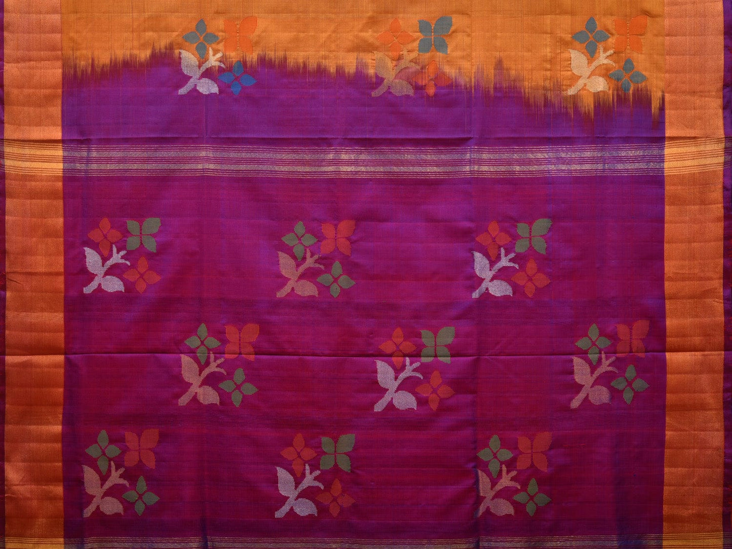 Mustard and Purple Uppada Silk Handloom Saree with All Over Buta Design u1938