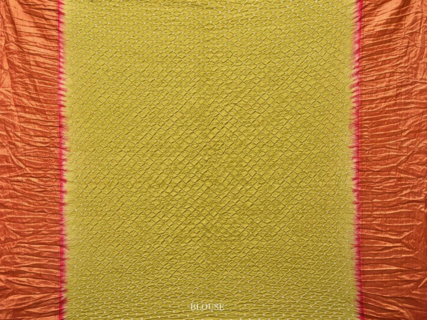 Mustard and Red Bandhani Uppada Silk Handloom Saree with Nilambari Buta Design bn0195