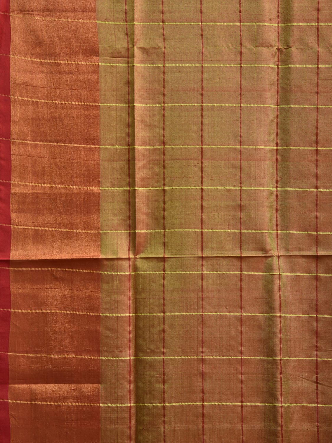 Mustard and Red Uppada Silk Handloom Saree with Big Checks Design u2362