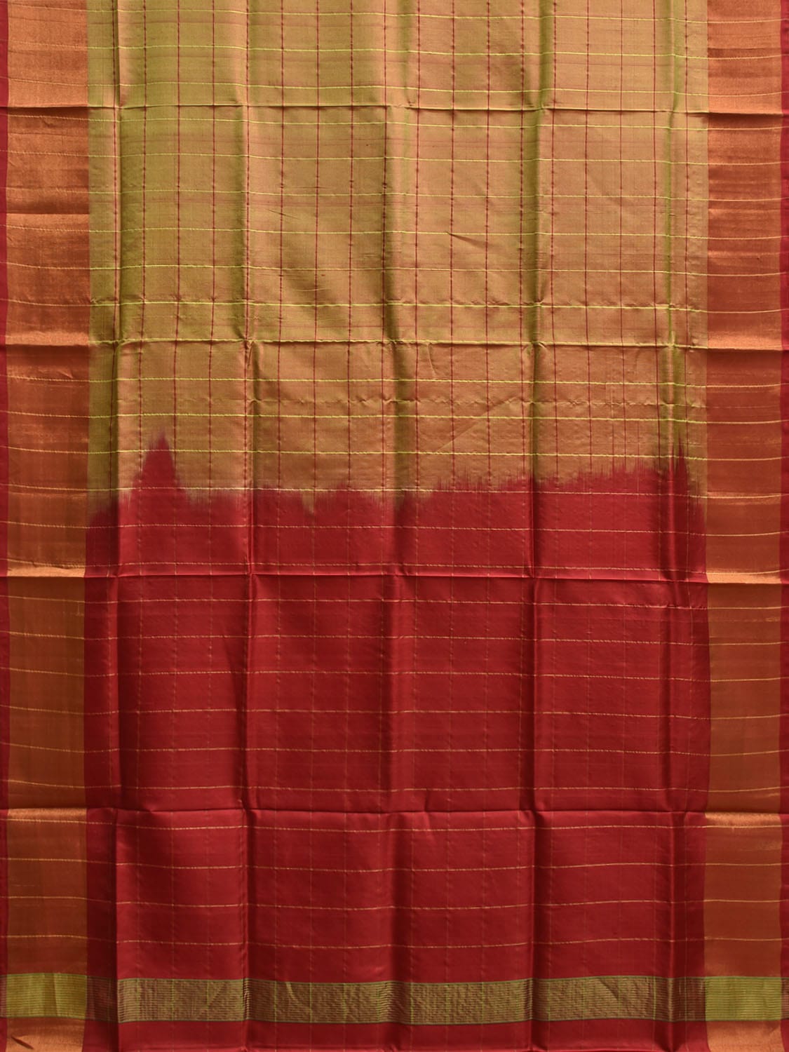 Mustard and Red Uppada Silk Handloom Saree with Big Checks Design u2362