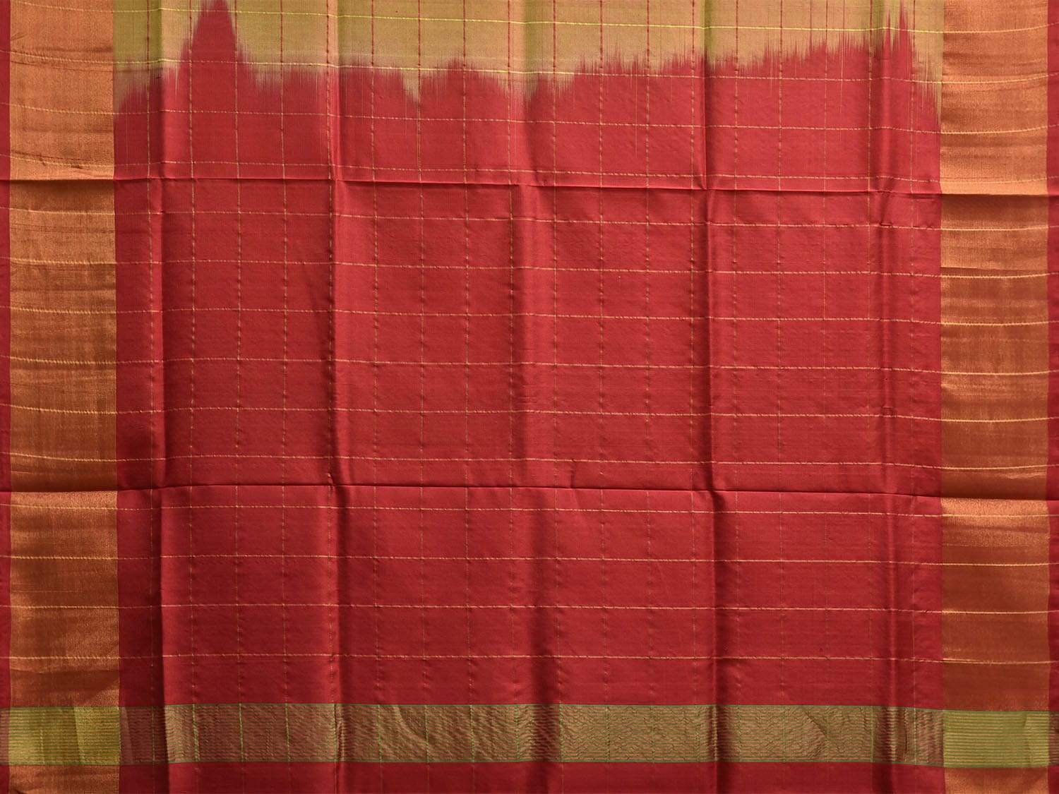 Mustard and Red Uppada Silk Handloom Saree with Big Checks Design u2362