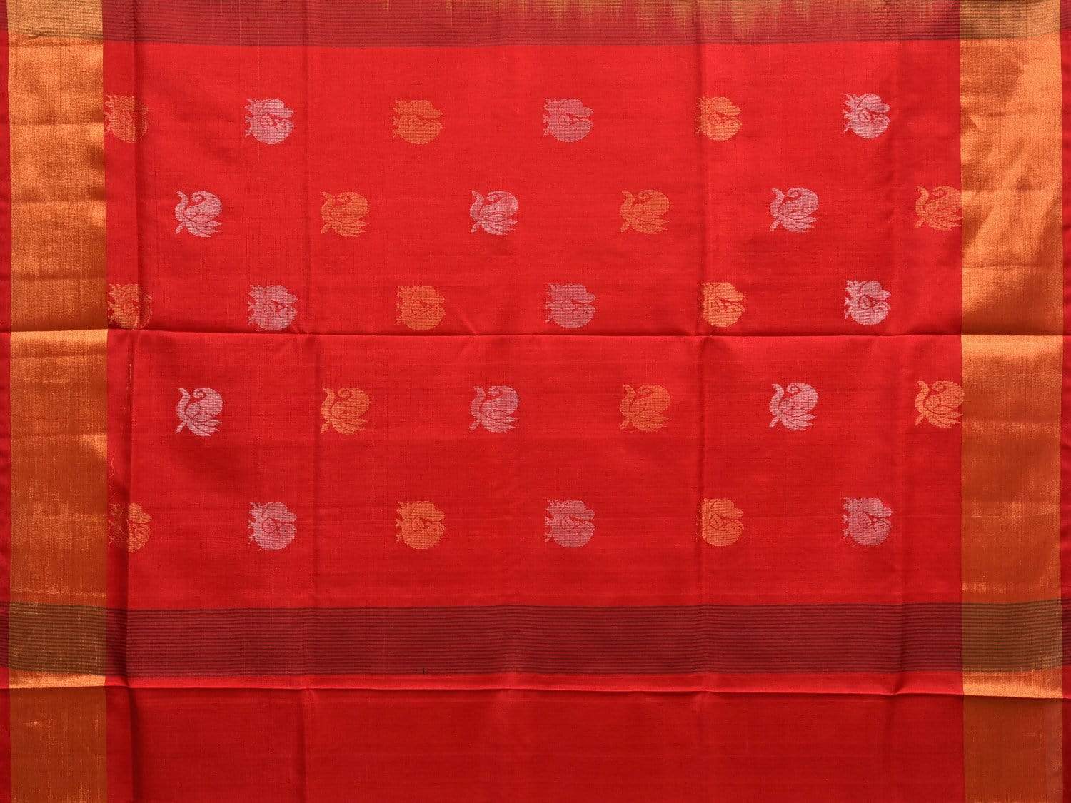 Mustard and Red Uppada Silk Handloom Saree with Body Buta Design u1784