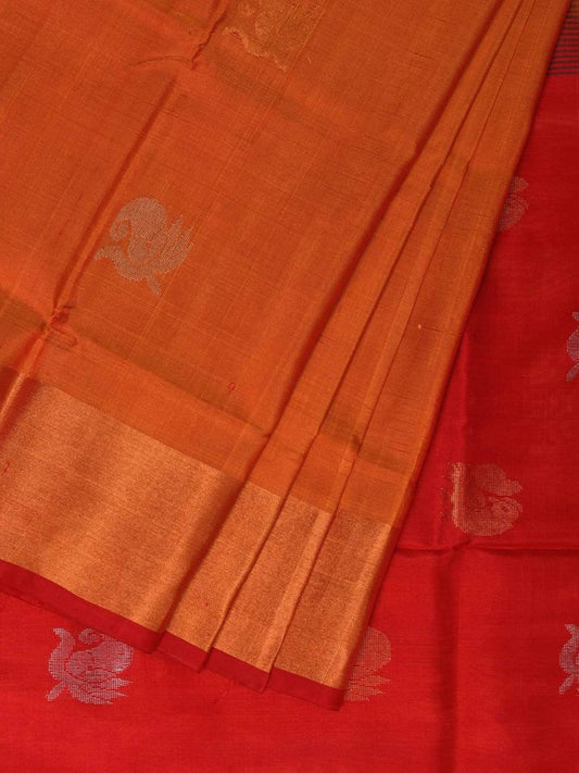 Mustard and Red Uppada Silk Handloom Saree with Body Buta Design u1784