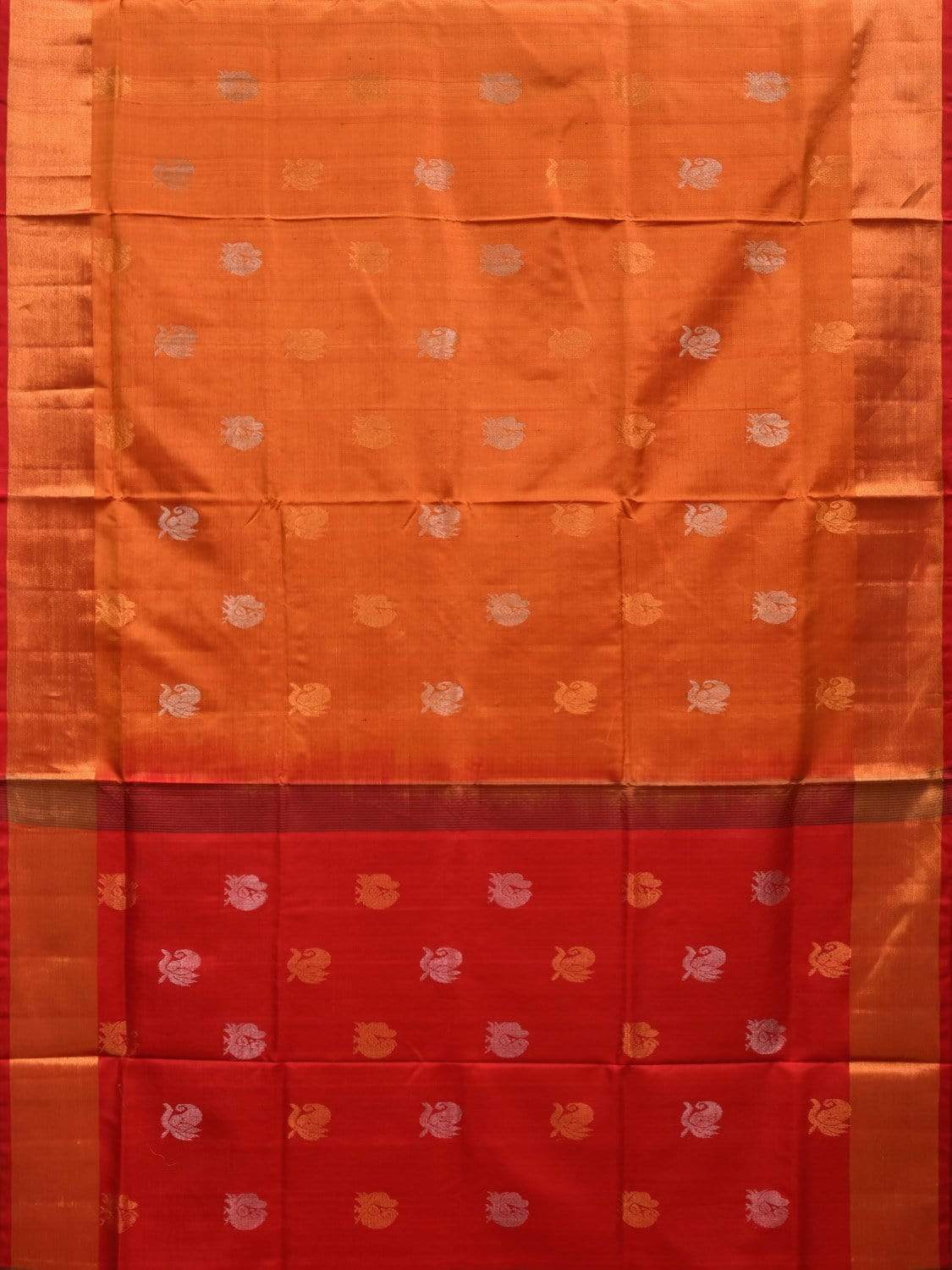 Mustard and Red Uppada Silk Handloom Saree with Body Buta Design u1784