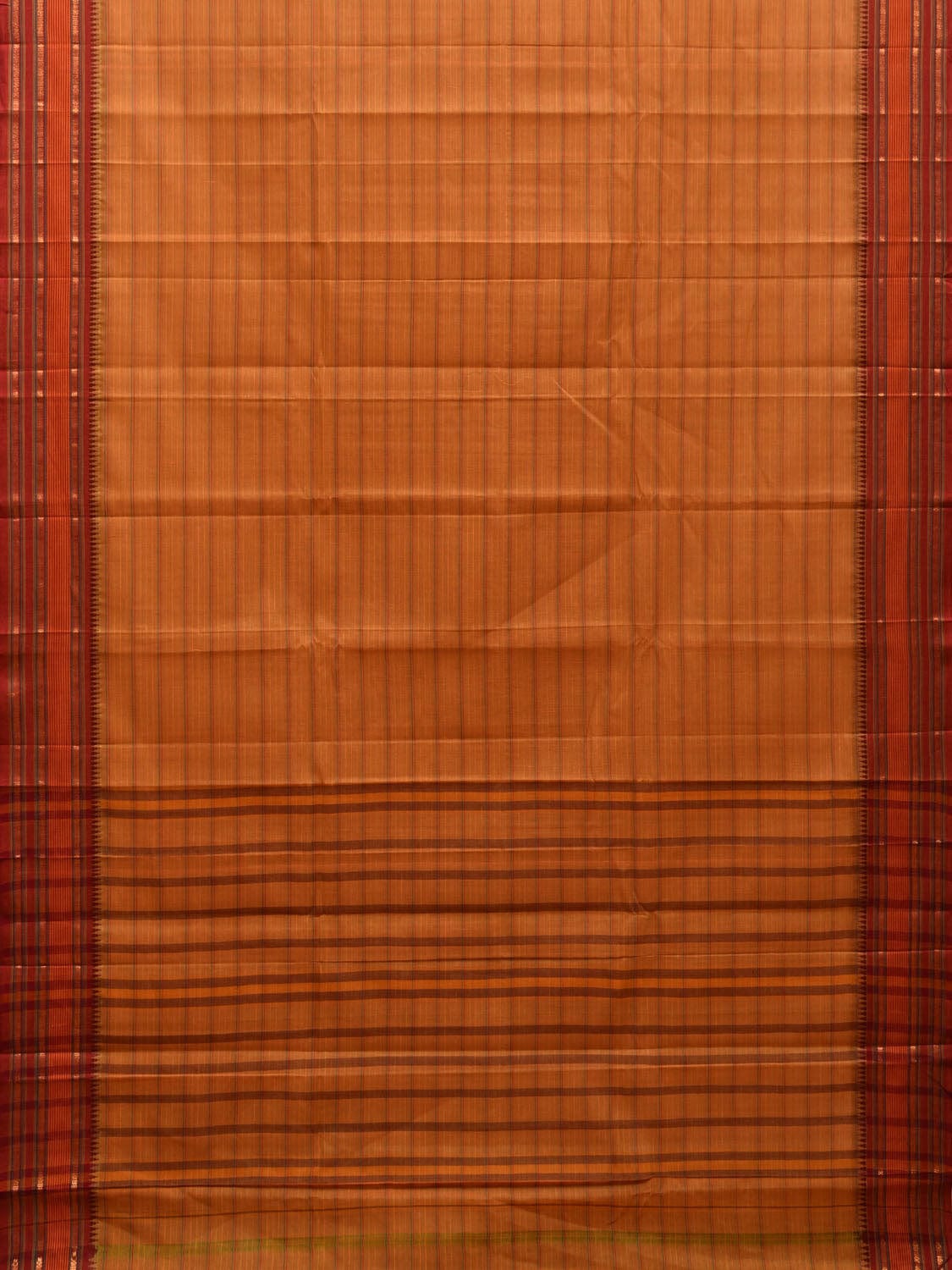 Mustard and Rust Narayanpet Cotton Handloom Saree with Strips Design No Blouse np1008