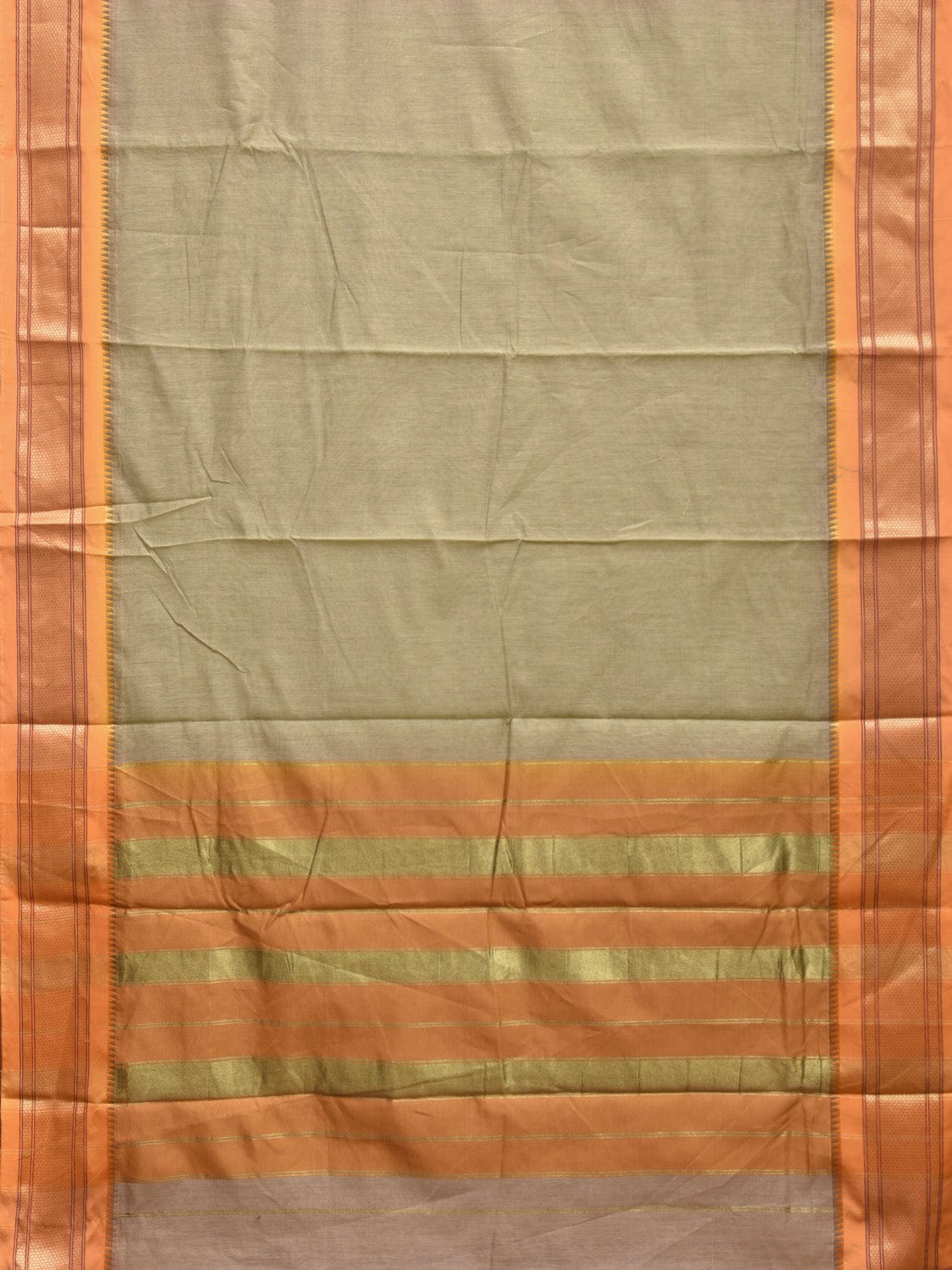 Mustard Bamboo Cotton Plain Saree with Strips Pallu Design No Blouse bc0359