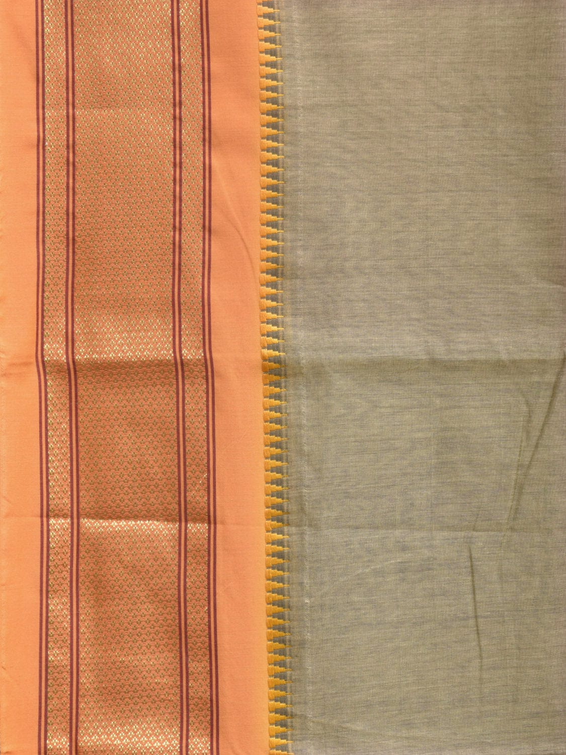 Mustard Bamboo Cotton Plain Saree with Strips Pallu Design No Blouse bc0359