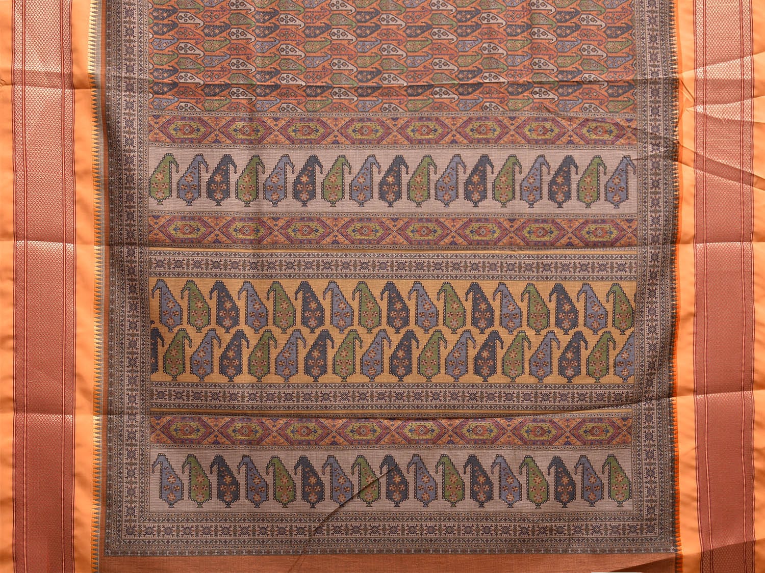 Mustard Bamboo Cotton Saree with DIgital Print Design bc0660