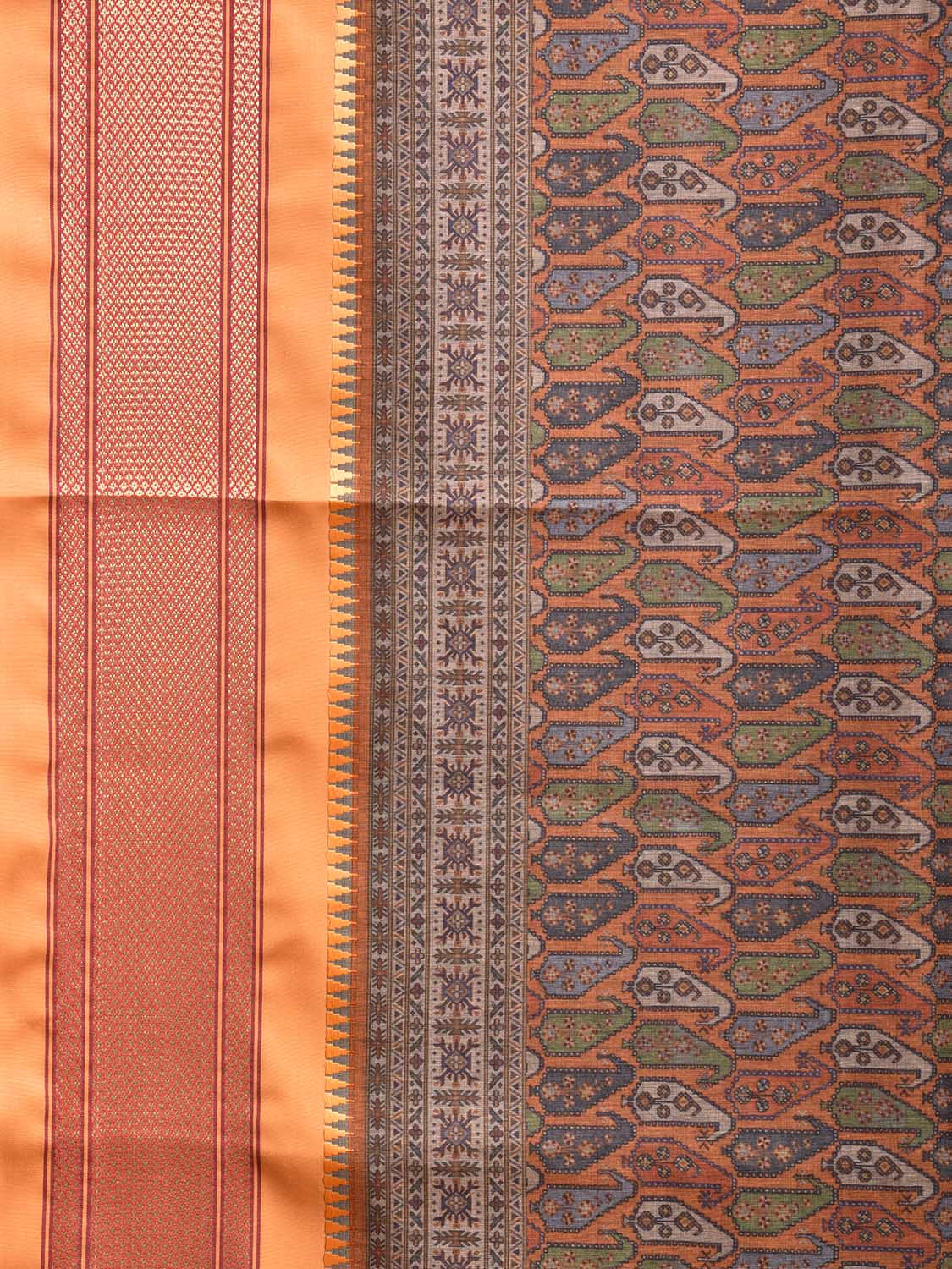 Mustard Bamboo Cotton Saree with DIgital Print Design bc0660