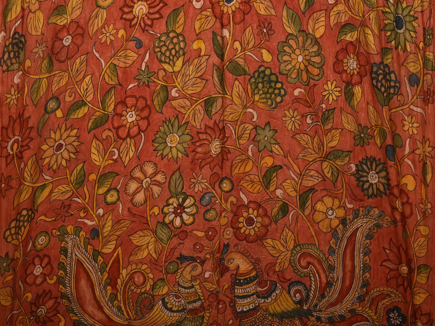 Mustard Bandhani Silk Handloom Saree with Kalamkari Hand Painted Pallu and Blouse Design bn0474