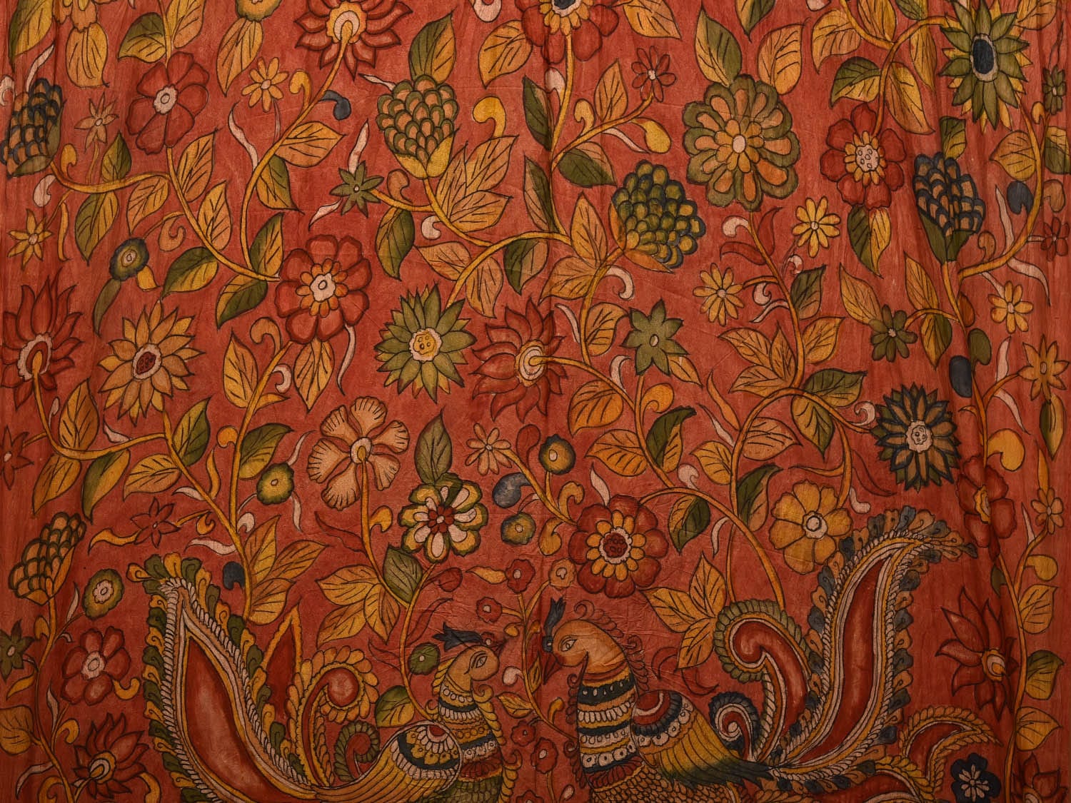 Mustard Bandhani Silk Handloom Saree with Kalamkari Hand Painted Pallu and Blouse Design bn0474