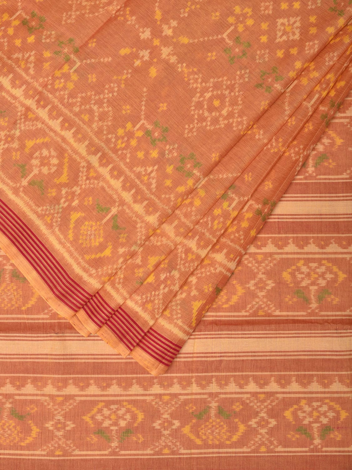Mustard Ikat Cotton Handloom Saree with All Over Design i0777