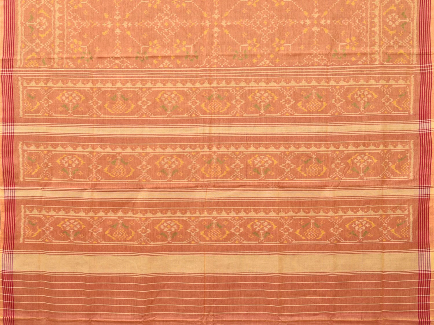 Mustard Ikat Cotton Handloom Saree with All Over Design i0777