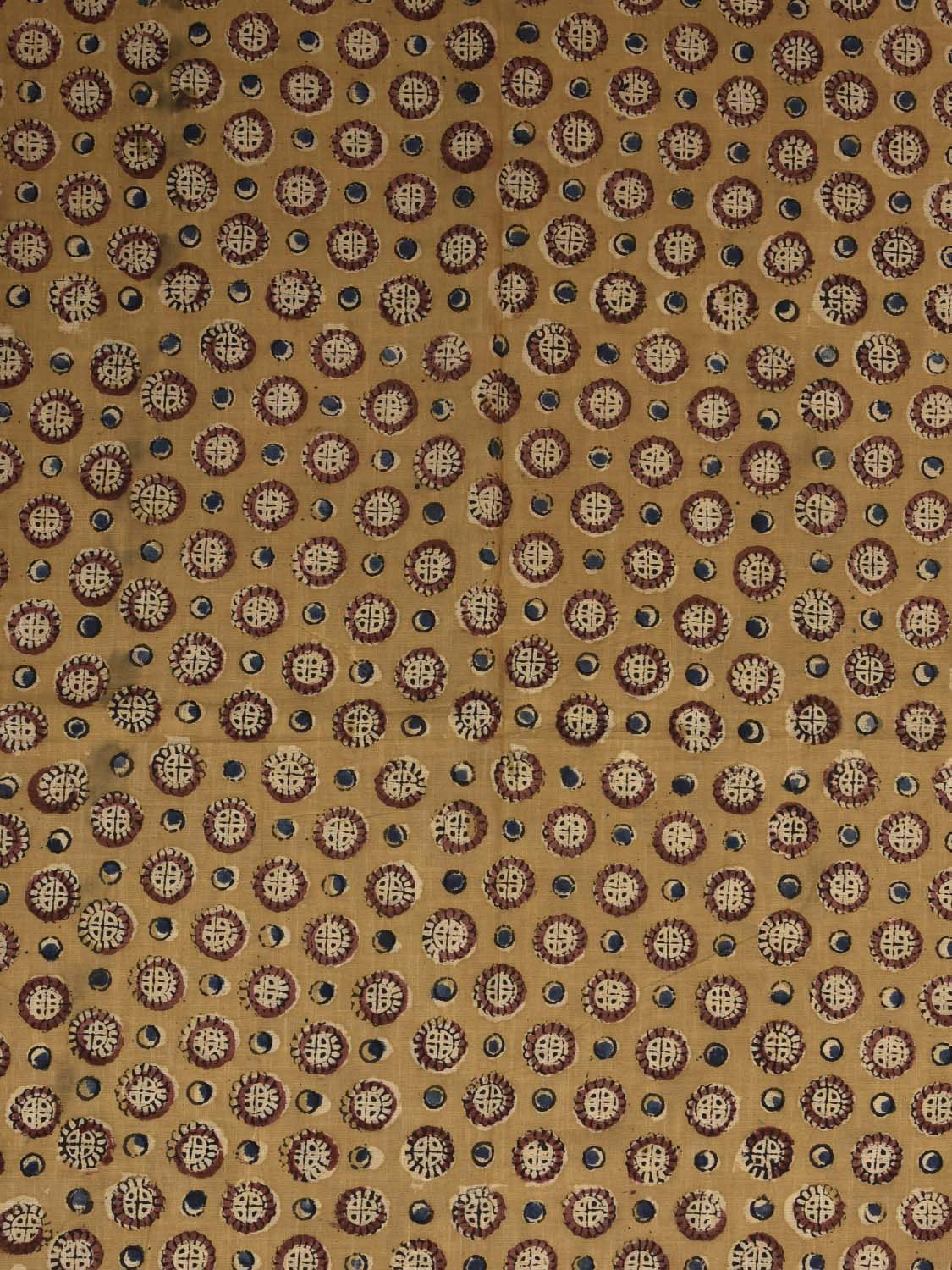 Mustard Kalamkari Block Print Cotton Blouse with Circle Buta Design Length 1mt Width 44 Inches BL0127