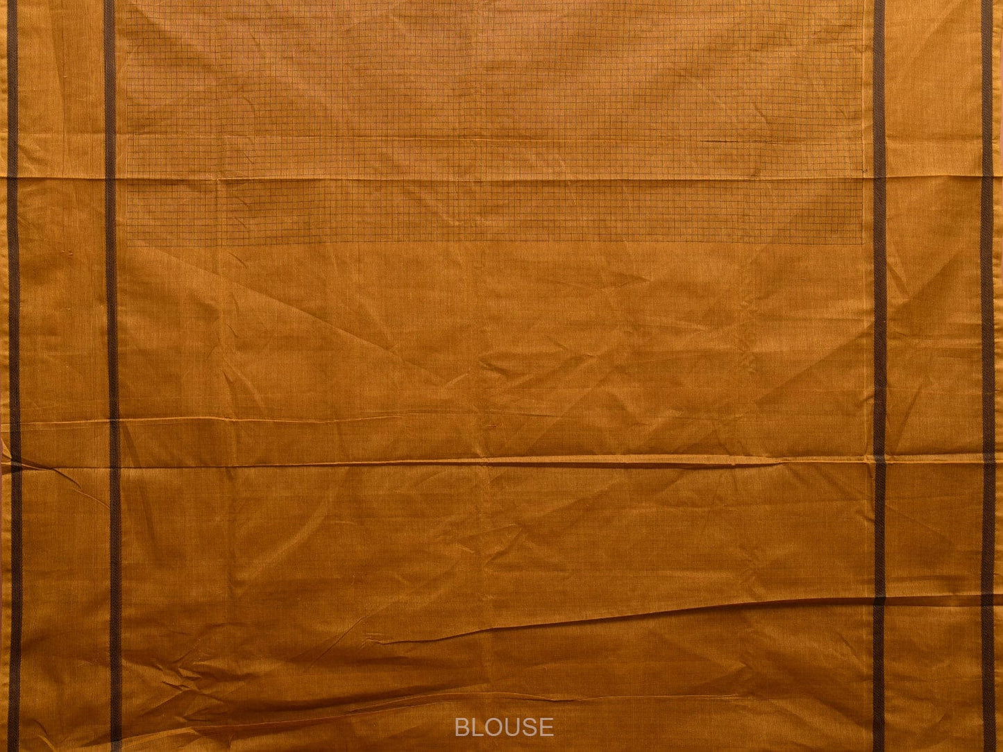 Mustard Kanchipuram Cotton Saree with Checks and Strips Pallu Design k0717