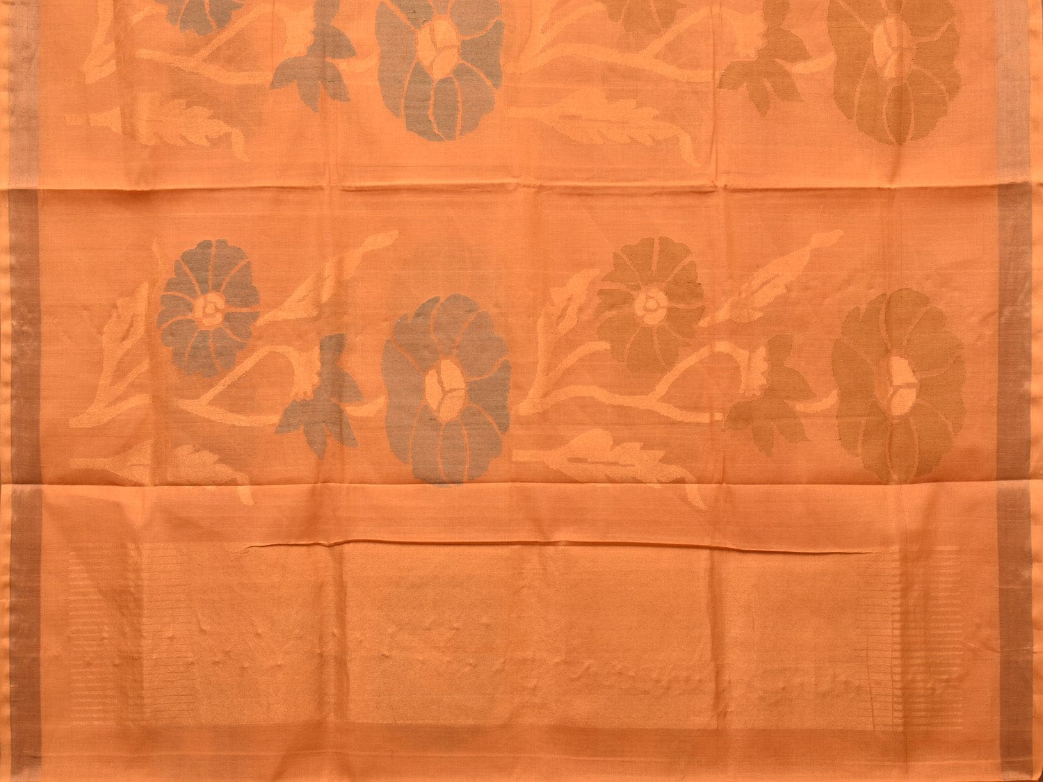 Mustard Khadi Cotton Handloom Saree with All Over Big Flowers Design kh0649