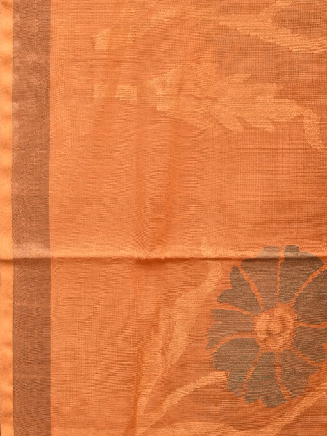 Mustard Khadi Cotton Handloom Saree with All Over Big Flowers Design kh0649