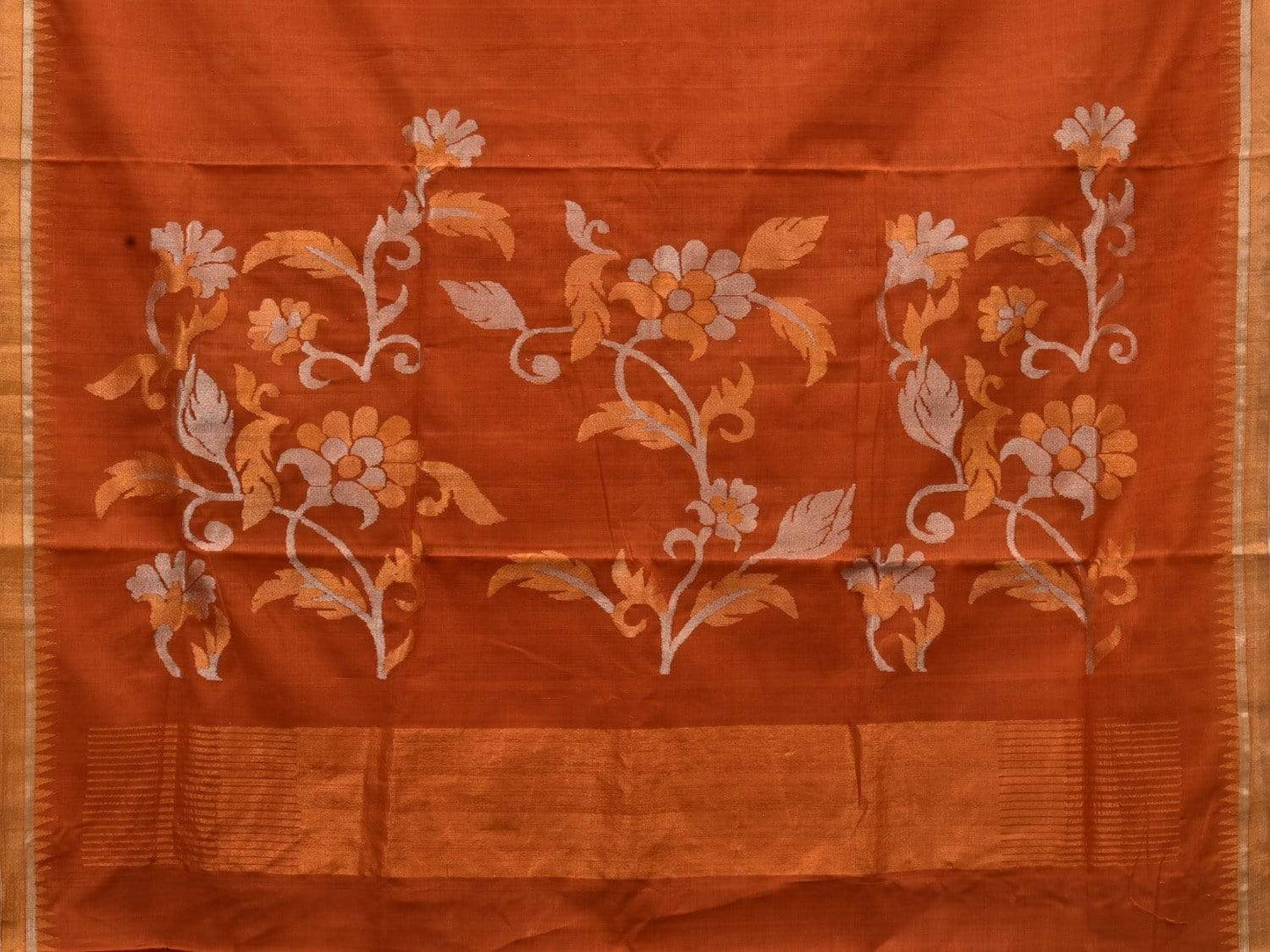 Mustard Khadi Cotton Handloom Saree with Floral Pallu Design kh0521