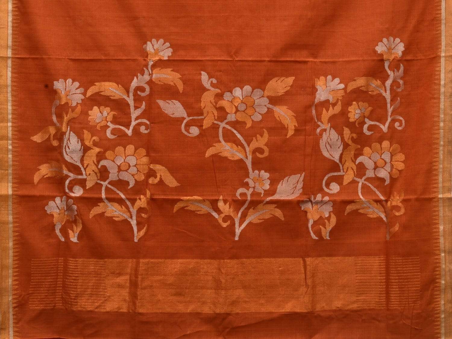 Mustard Khadi Cotton Handloom Saree with Floral Pallu Design kh0521