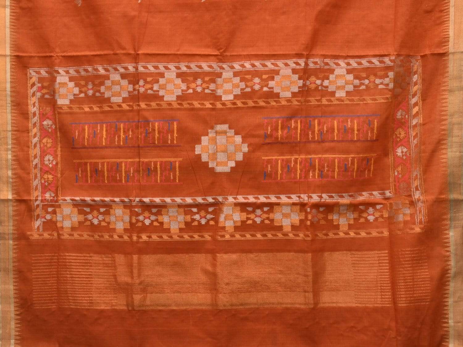 Mustard Khadi Cotton Handloom Saree with Interlock Pallu Design kh0520