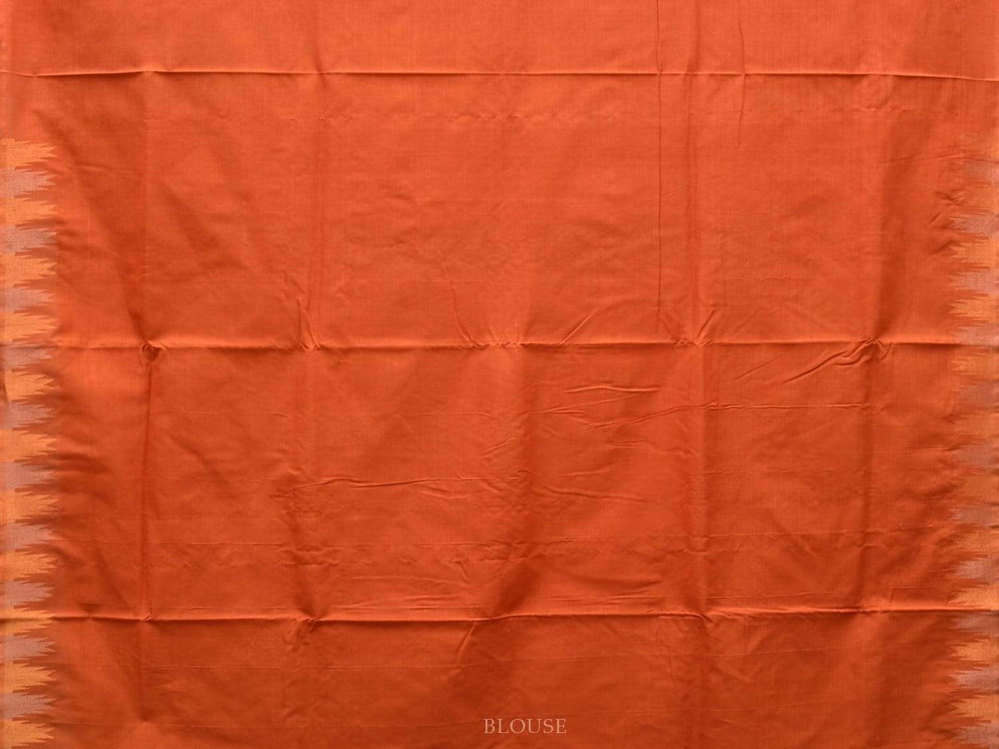 Mustard Khadi Cotton Handloom Saree with Temple Border and Buta Design kh0519