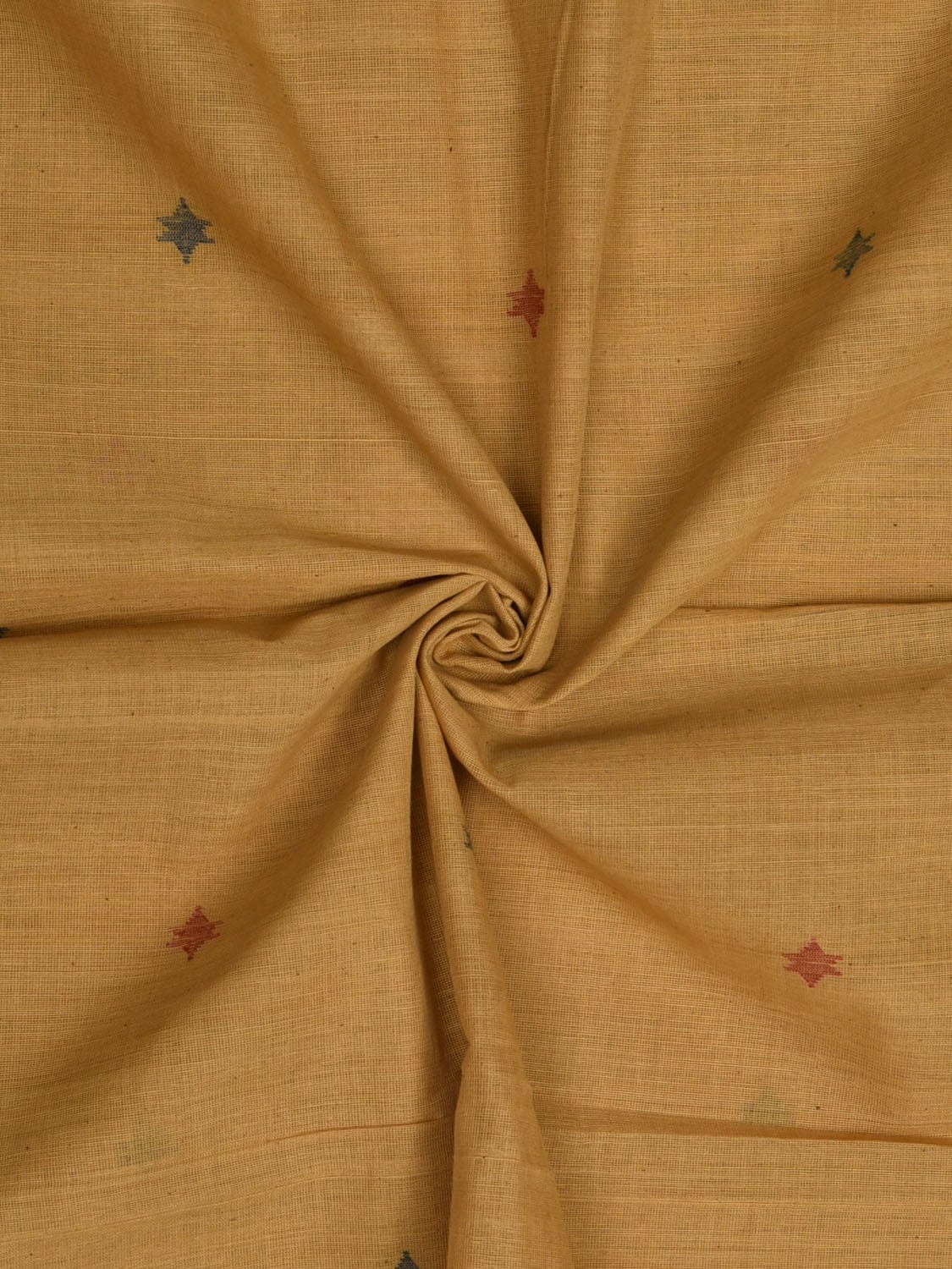 Mustard Khadi Cotton Natural Dye Handloom 2.5mts Fabric with Buta Design f0188