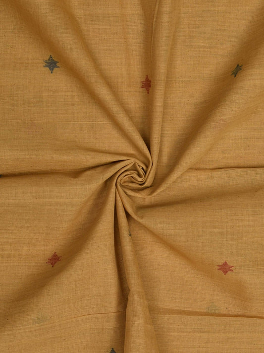 Mustard Khadi Cotton Natural Dye Handloom 2.5mts Fabric with Buta Design f0188