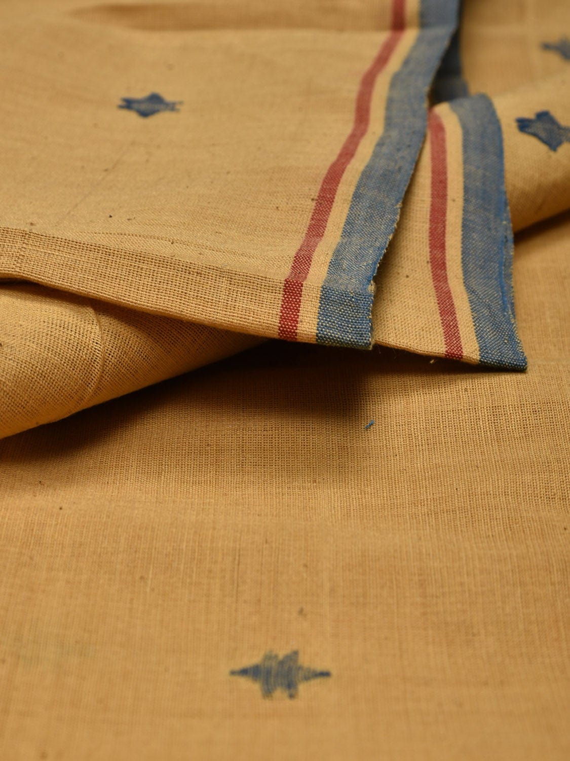 Mustard Khadi Cotton Natural Dye Handloom 2.5mts Fabric with Buta Design f0188