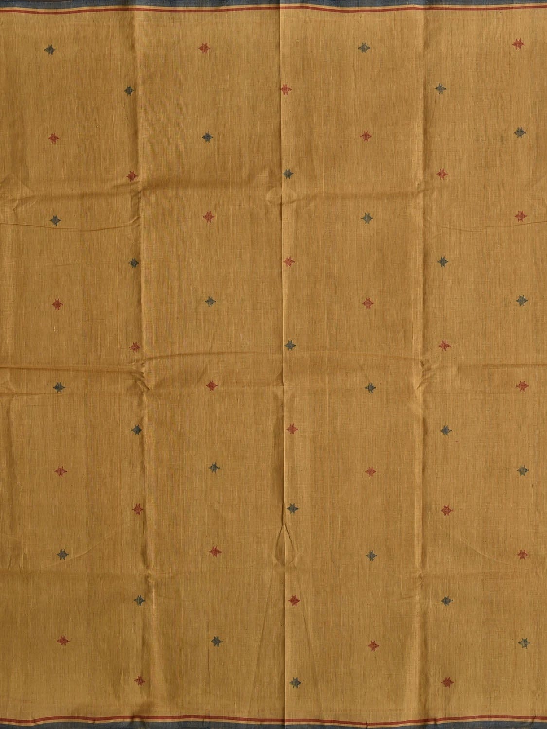 Mustard Khadi Cotton Natural Dye Handloom 2.5mts Fabric with Buta Design f0188