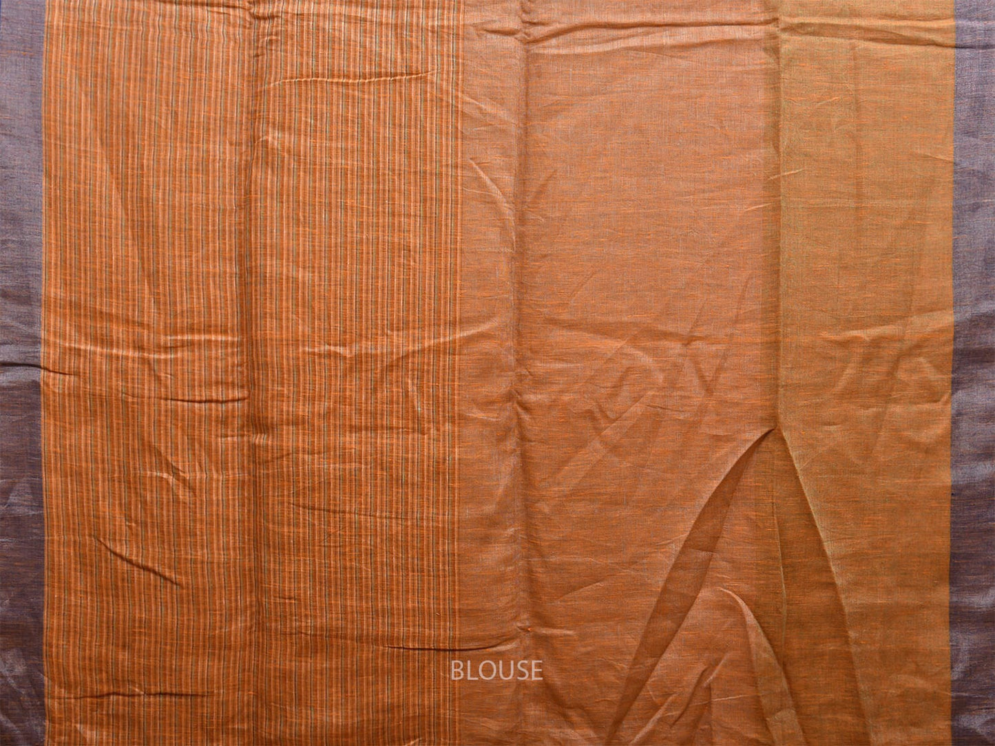 Mustard Linen Cotton Saree with Strips Body and Pallu Design o0553