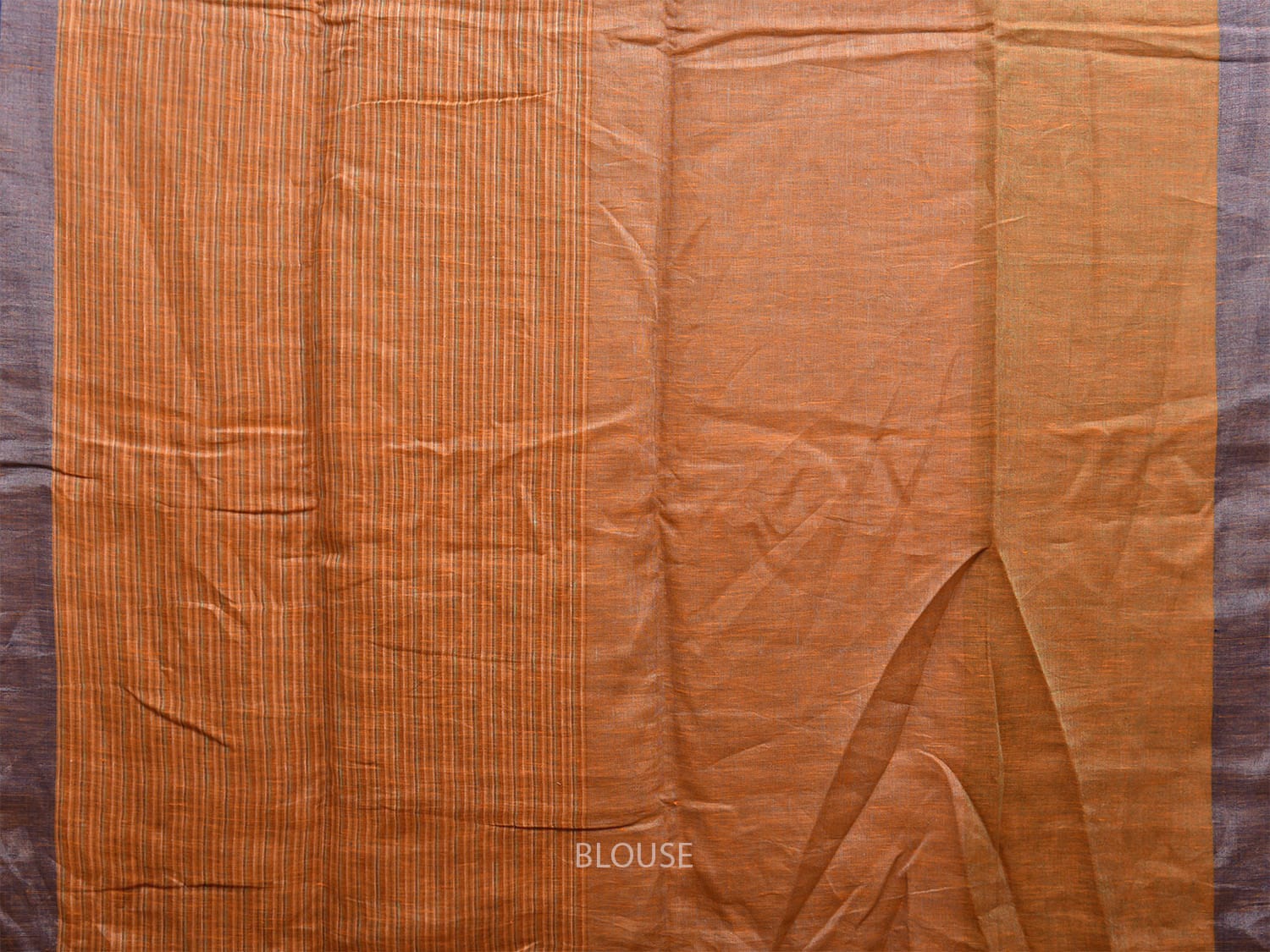 Mustard Linen Cotton Saree with Strips Body and Pallu Design o0553