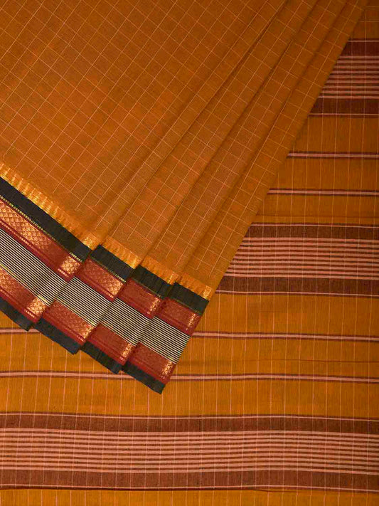 Mustard Narayanpet 80s Cotton Handloom Saree with Ikat Weave Design No Blouse np1134