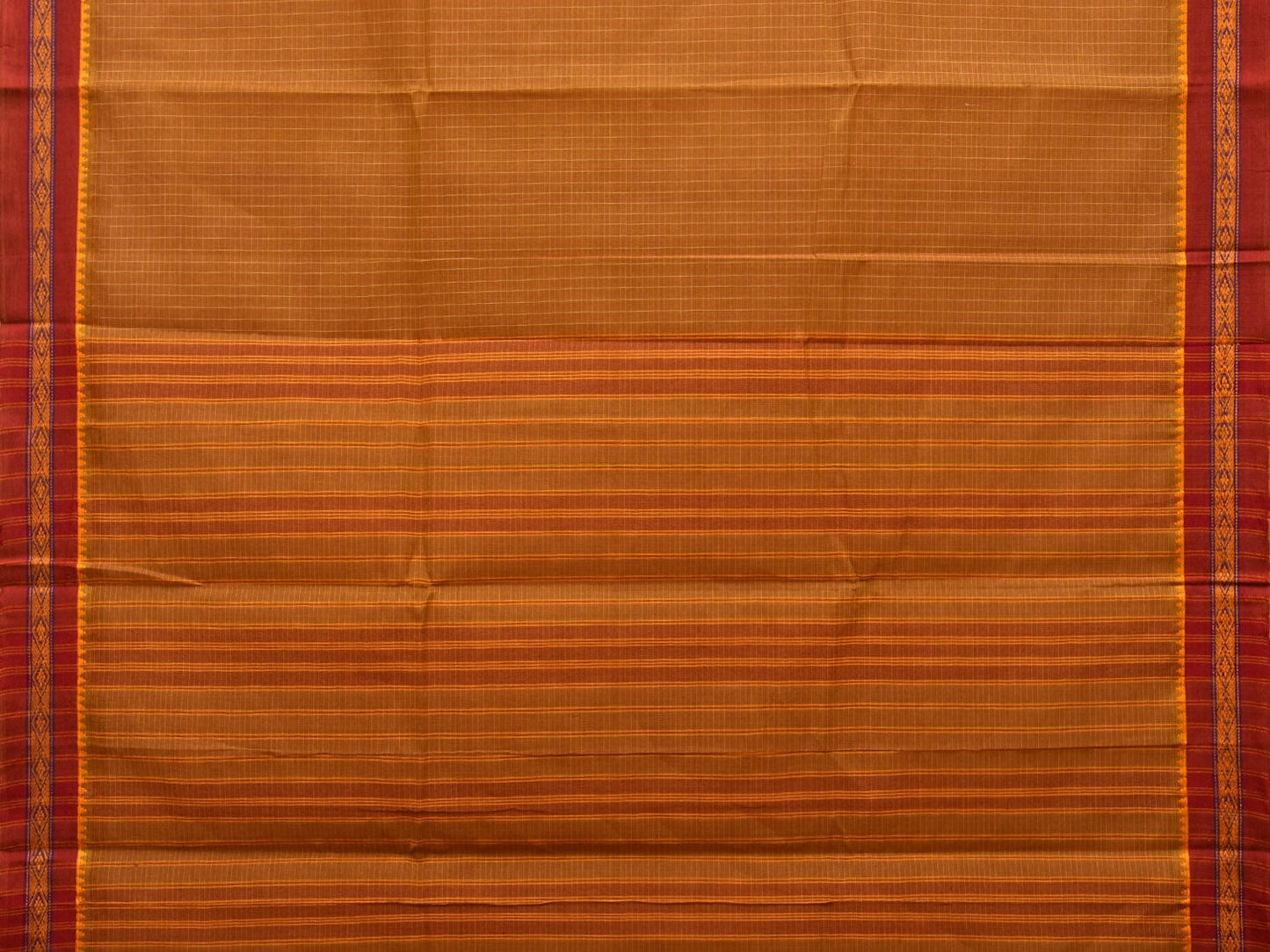 Mustard Narayanpet Cotton Handloom Saree with Checks Design No Blouse np0770