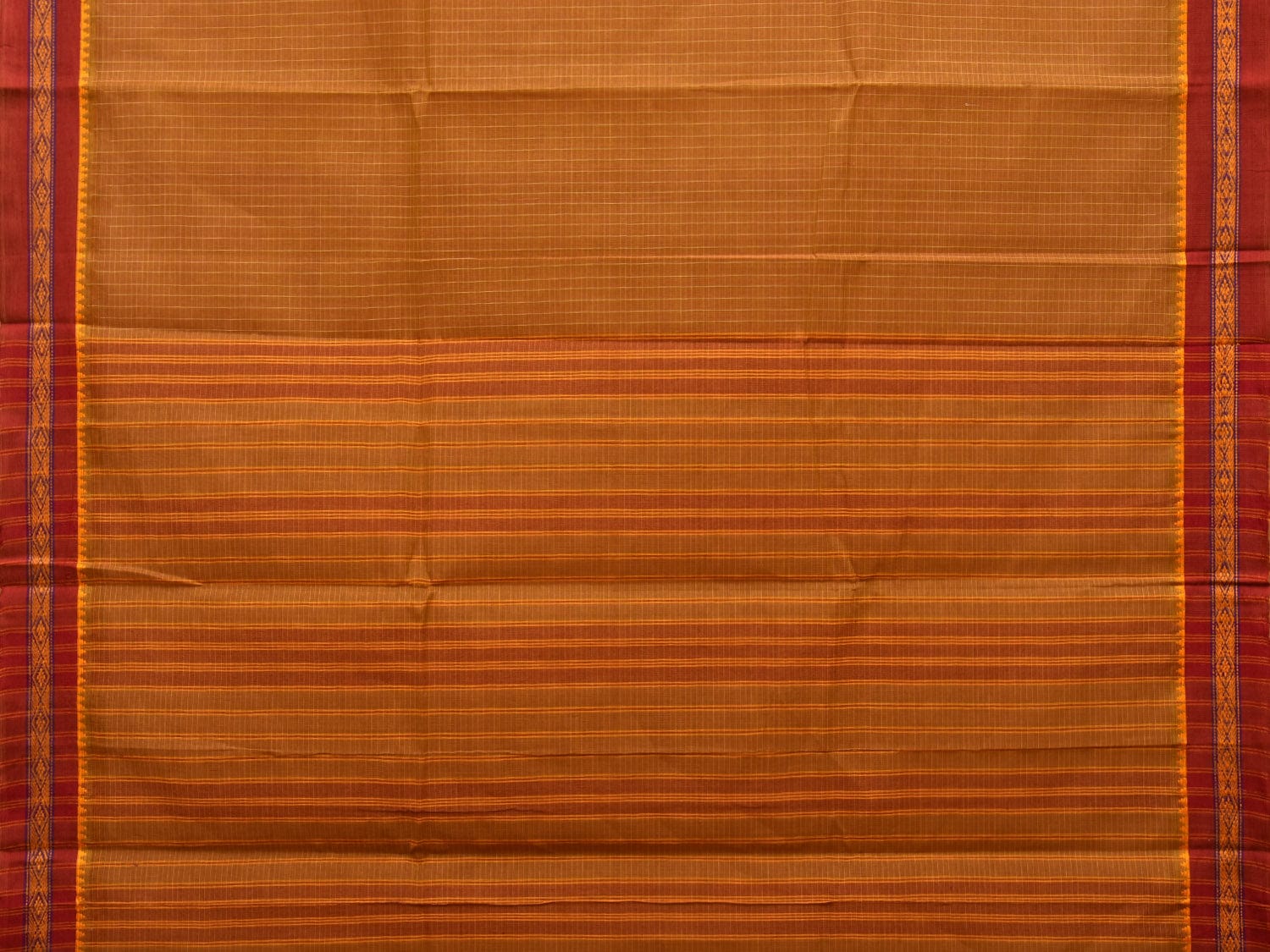 Mustard Narayanpet Cotton Handloom Saree with Checks Design No Blouse np0770