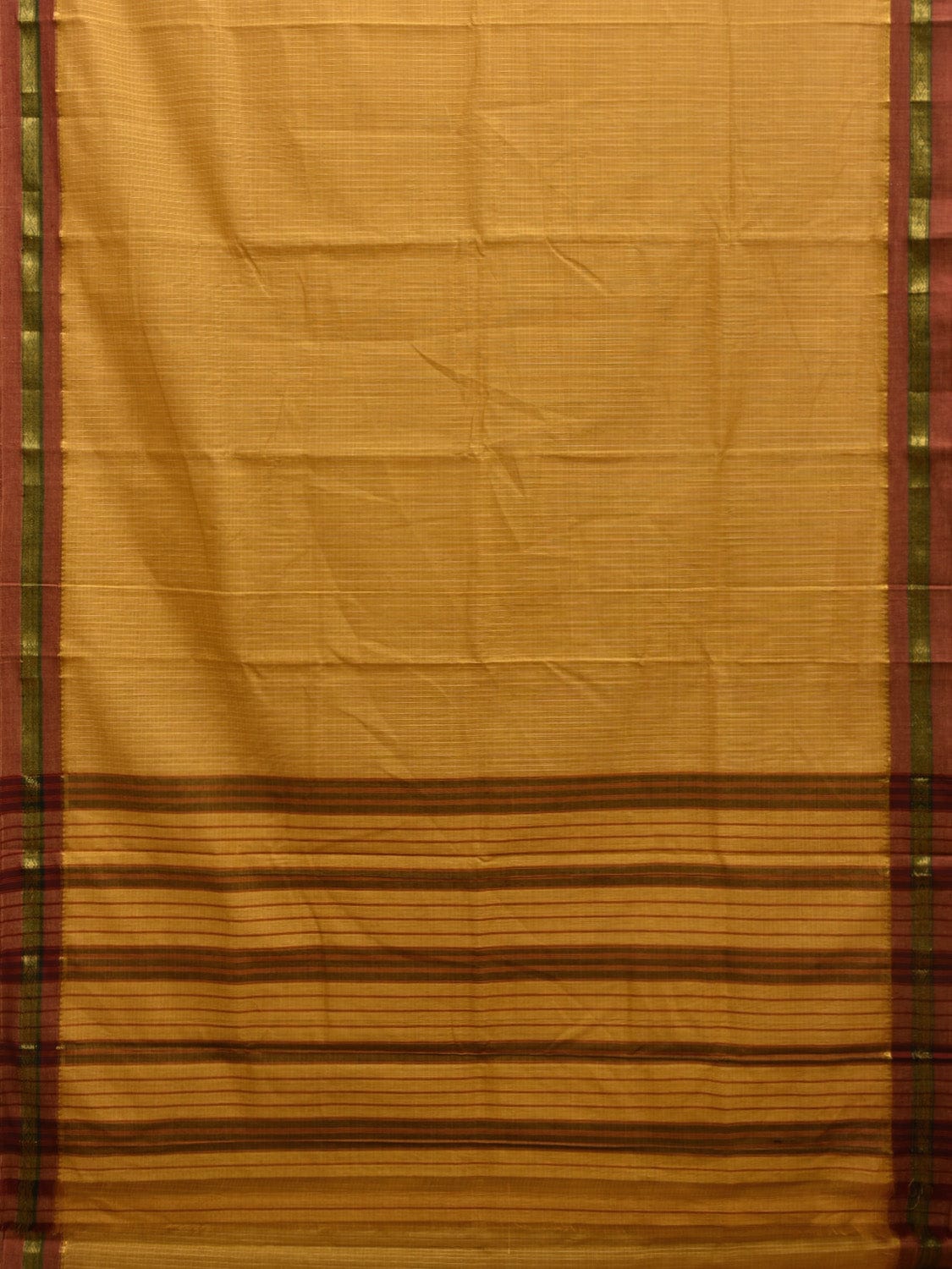 Mustard Narayanpet Cotton Handloom Saree with Checks Design No Blouse np0884