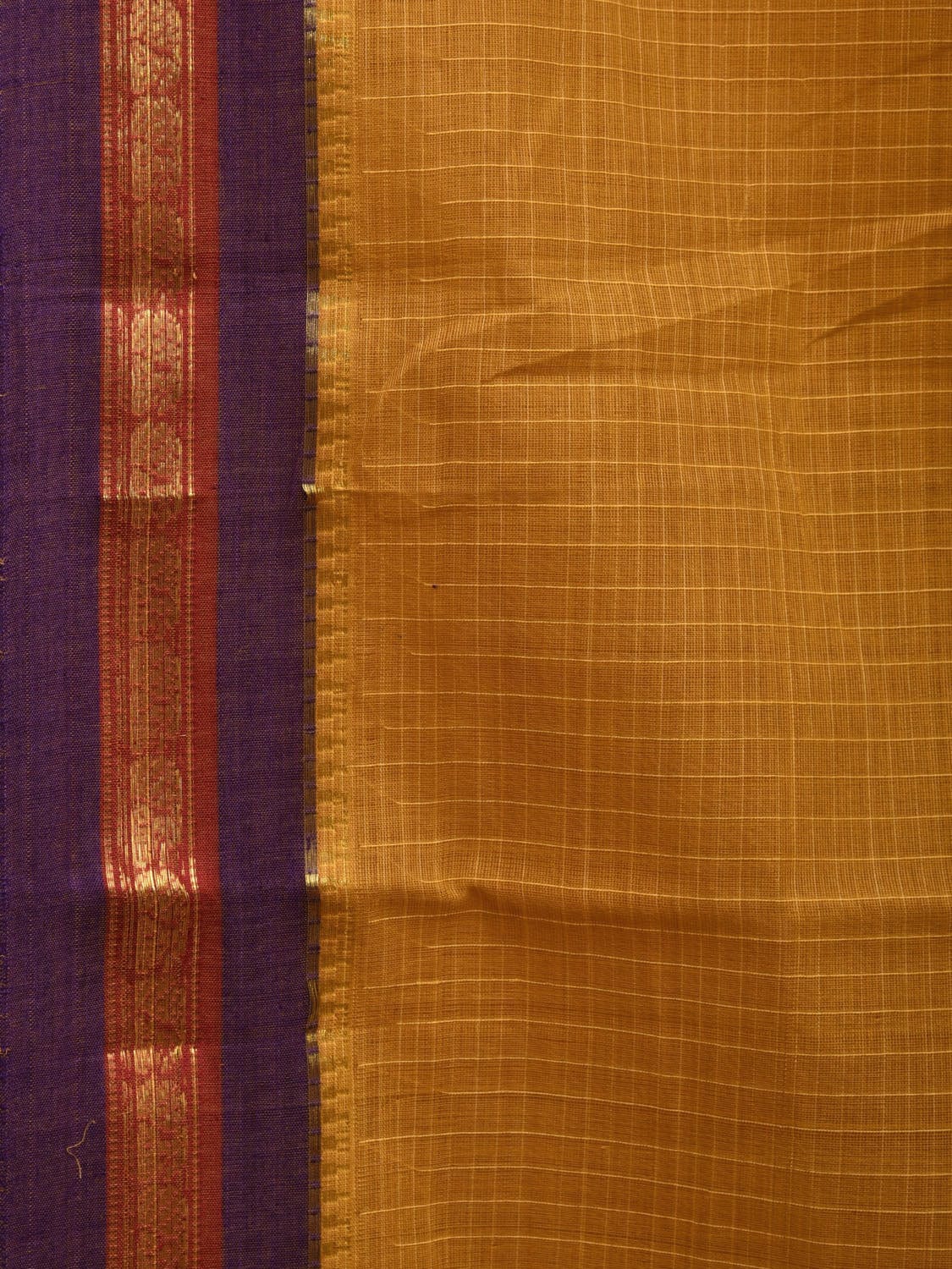 Mustard Narayanpet Cotton Handloom Saree with Checks Design No Blouse np0887