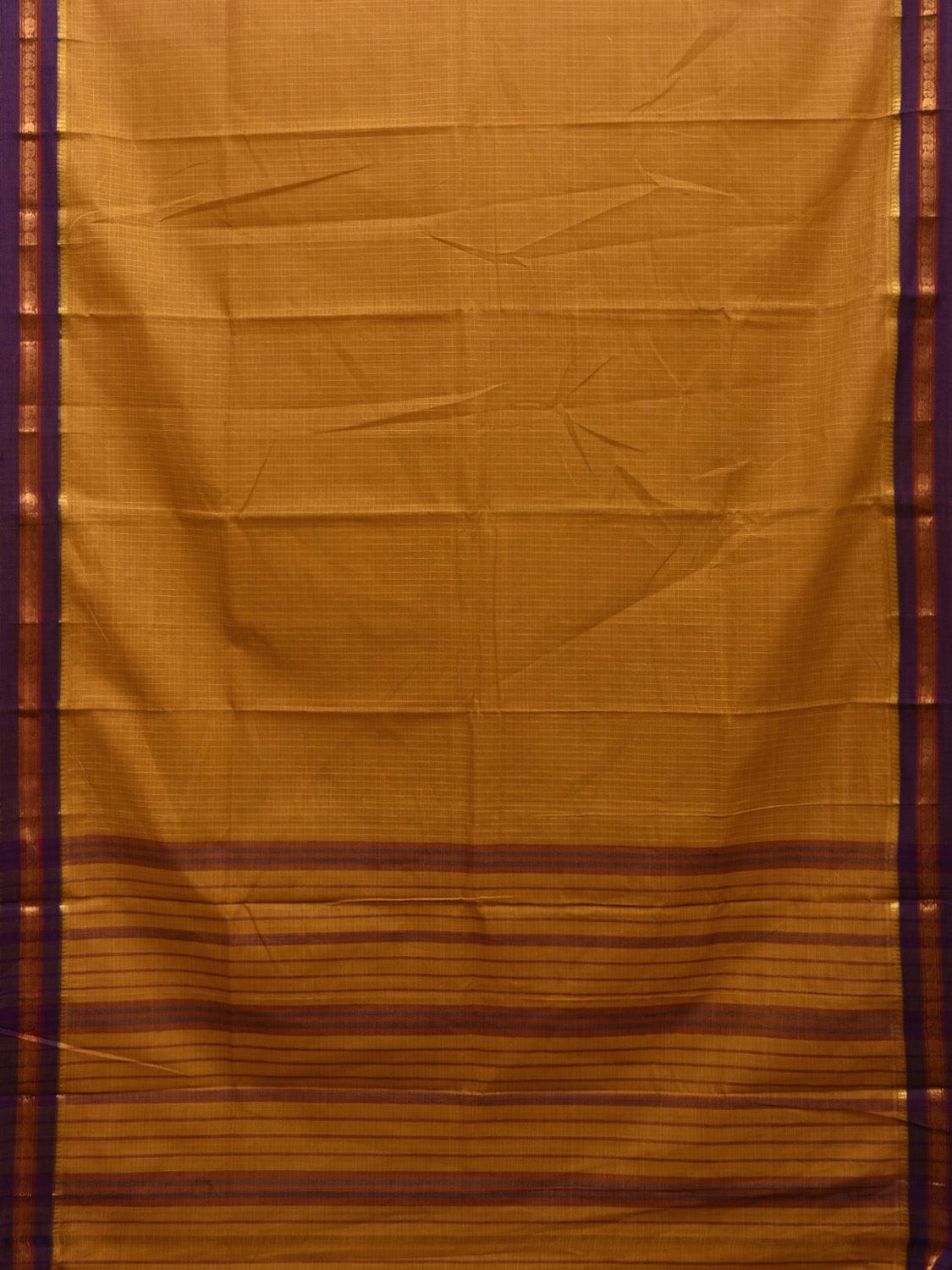 Mustard Narayanpet Cotton Handloom Saree with Checks Design No Blouse np0887