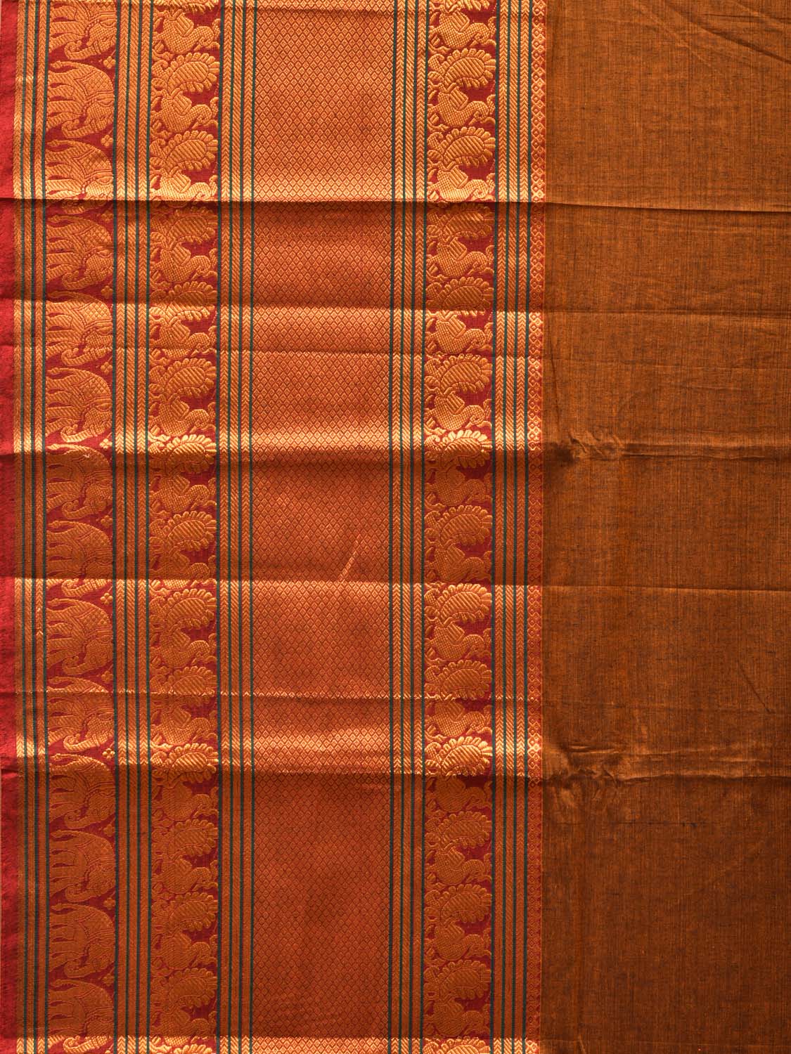 Mustard Narayanpet Cotton Handloom Saree with One Side Big Zari Border Design np0735