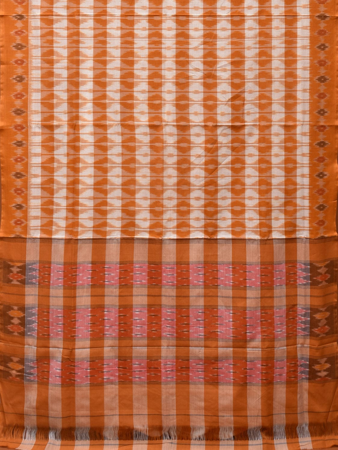 Mustard Pochampally Ikat Cotton Handloom Saree with Strips Design No Blouse i0820