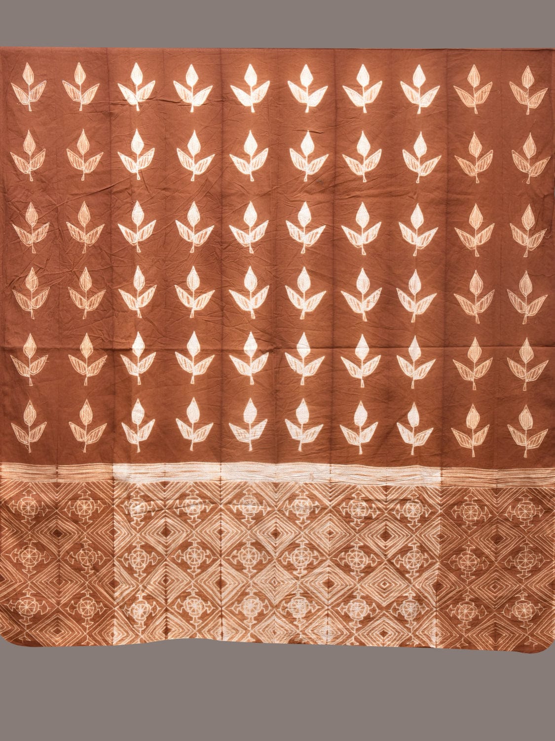 Mustard Shibori Cotton Handloom Fabric with Body Buta Design f0242