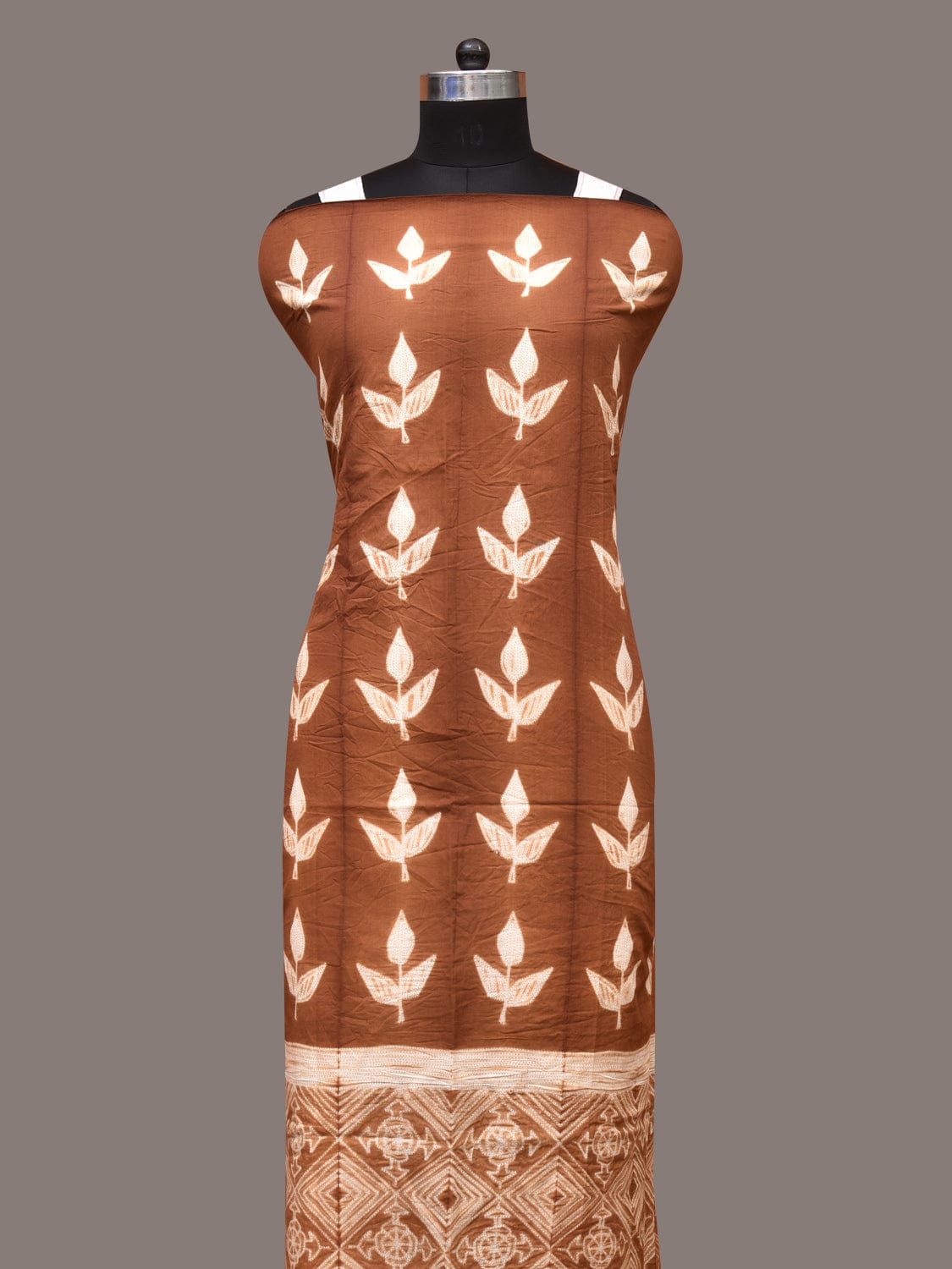 Mustard Shibori Cotton Handloom Fabric with Body Buta Design f0242