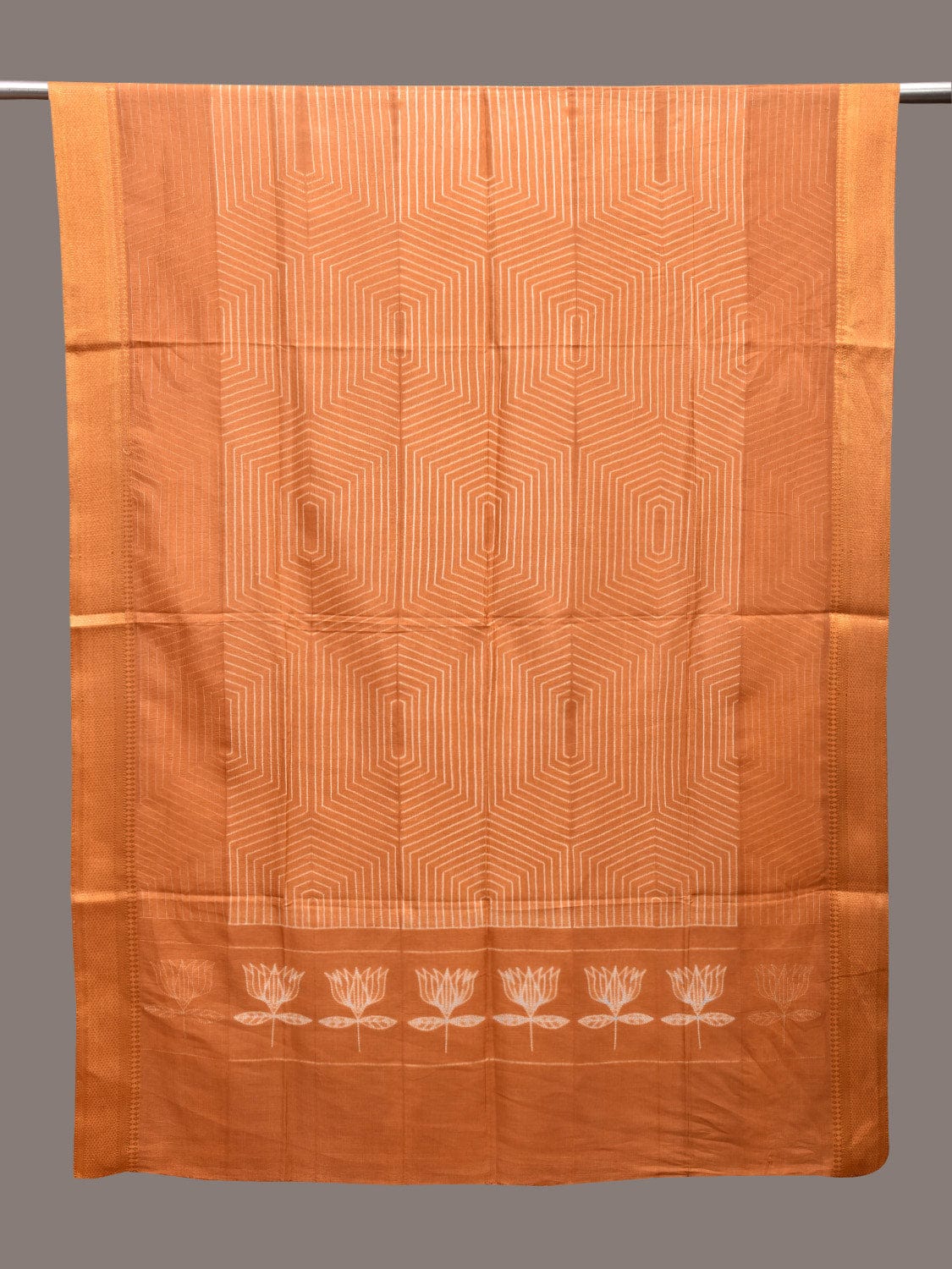 Mustard Shibori Sico Dupatta with Geometric and Lotus Flowers Design ds3622