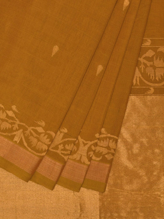 Mustard Uppada Cotton Handloom Saree with Border Design u2219