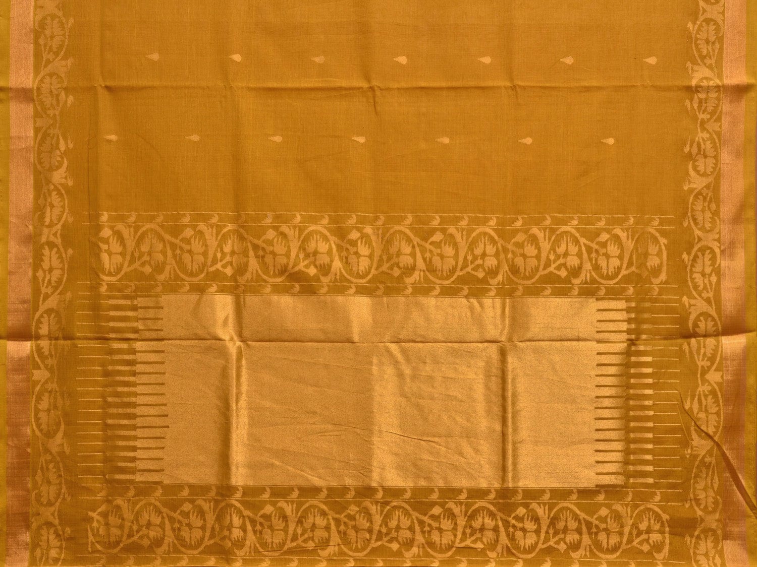 Mustard Uppada Cotton Handloom Saree with Border Design u2219