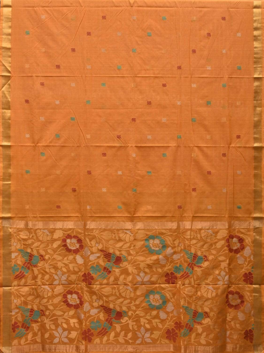 Mustard Uppada Cotton Handloom Saree with Floral Pallu Design u1789
