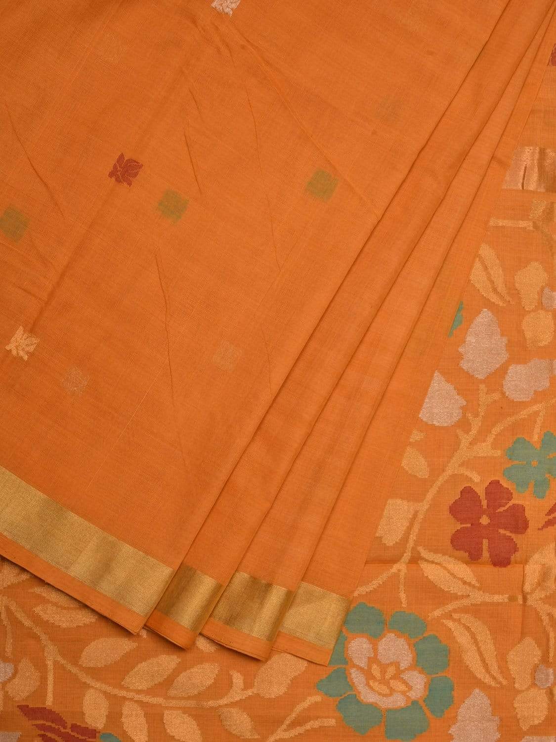 Mustard Uppada Cotton Handloom Saree with Floral Pallu Design u1789