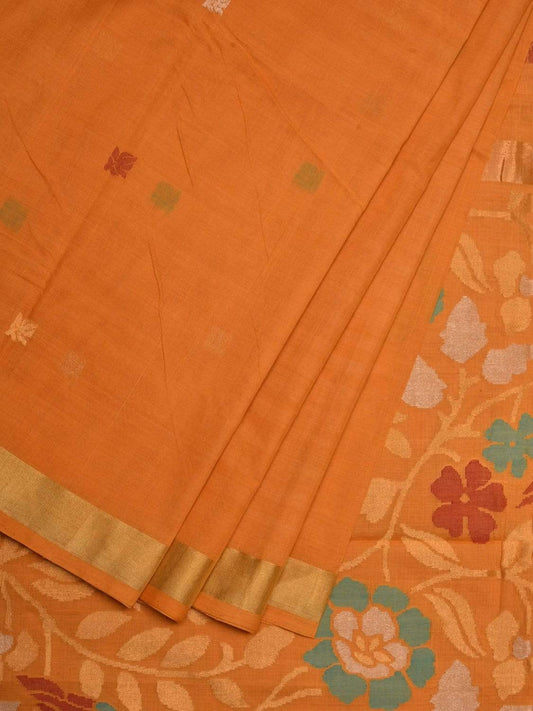Mustard Uppada Cotton Handloom Saree with Floral Pallu Design u1789